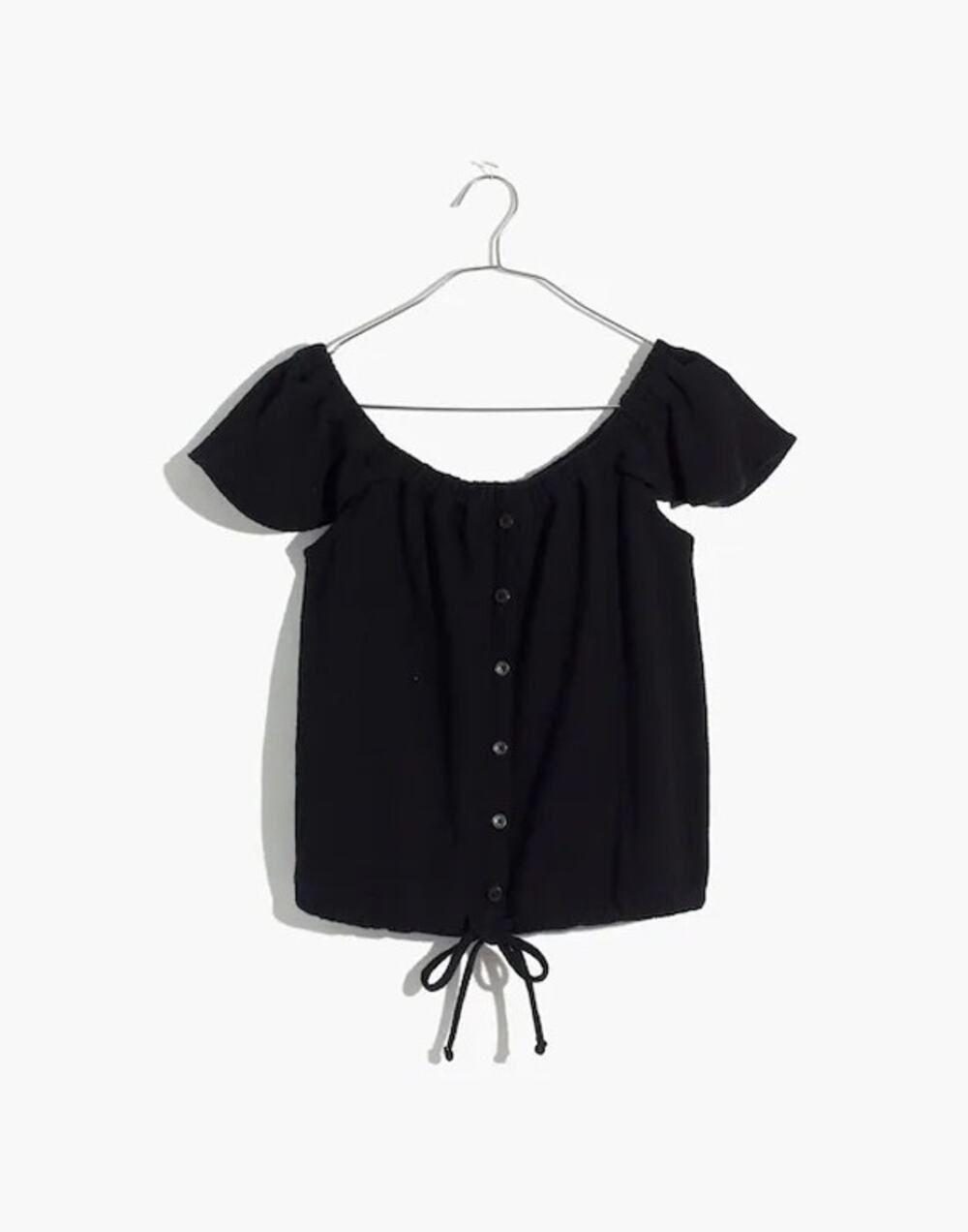 Madewell Preppy Summer Texture & Thread Off-the-Shoulder Tank Top Button Down